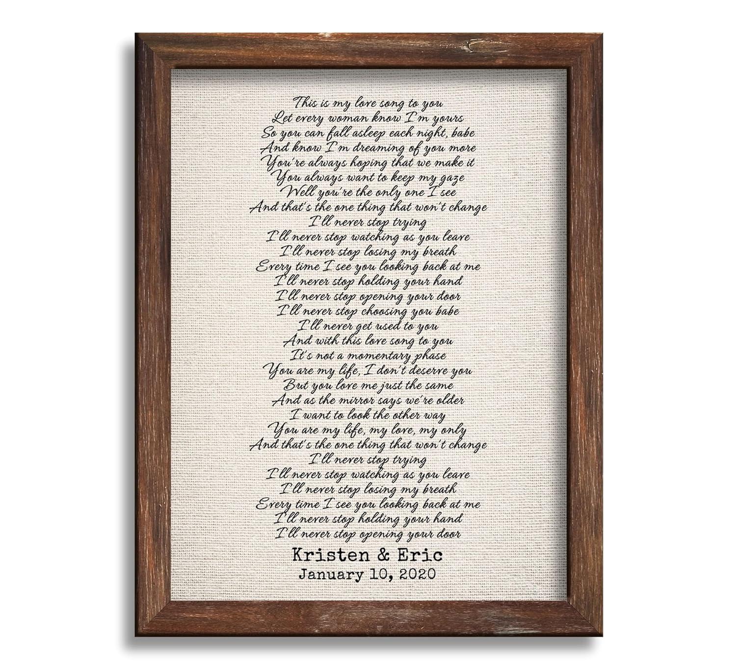 Custom Song Lyrics Canvas (Cotton Sheet) vs. Custom Memorial Framed Gift (Wooden Frame): Surprising Test for Thoughtful Gifting