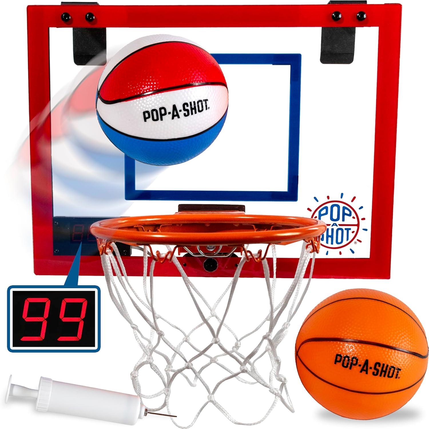 Pop-A-Shot Super Slam Hoop Tested: 2 Balls, Pump, Durable Rim, Shatter-Resistant Backboard-Indoor Dunk Dreams