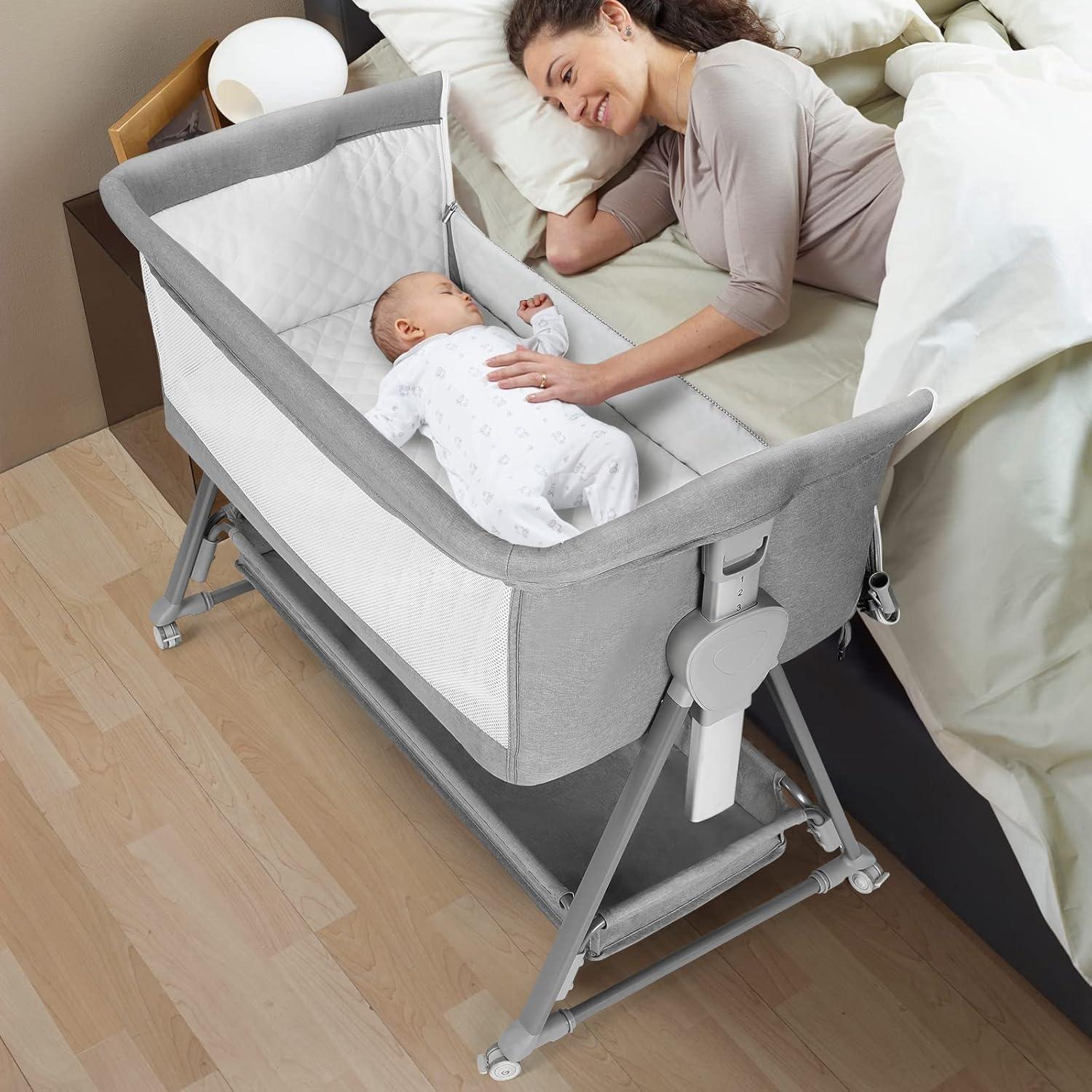 7-Level Adjustable Height Tested: Safe & Breathable Baby Bedside Sleeper