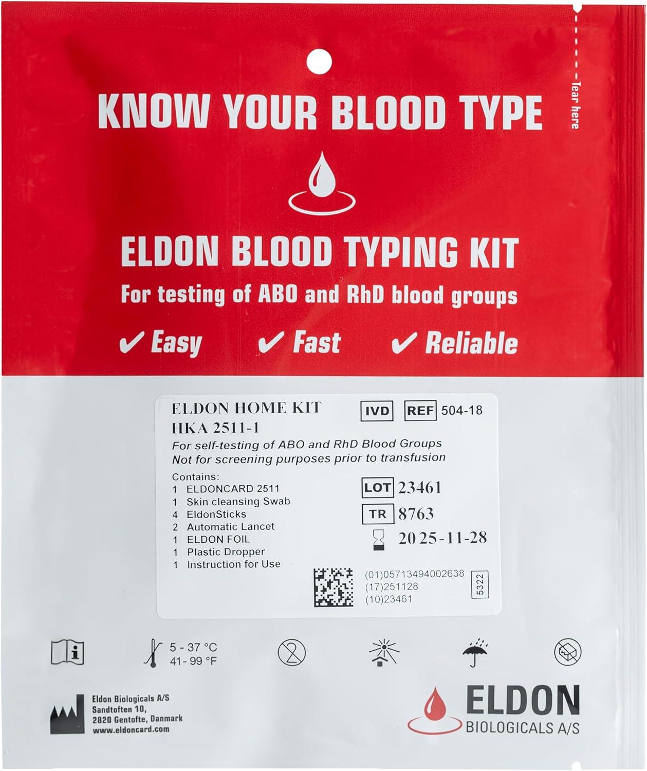 Eldoncard Blood Typing Kit: Surprising Accuracy, 1 Pack, Instant Home Testing