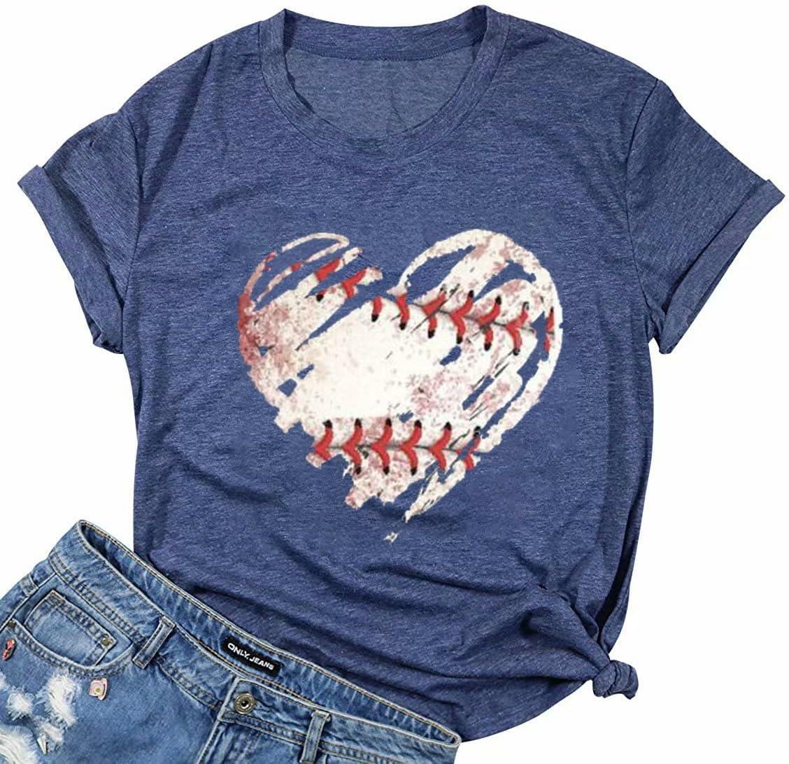 Showdown: Tested Baseball Shirts, Maternity-Friendly Fit, Heart Graphic, Versatile Game Day, Playful Tops