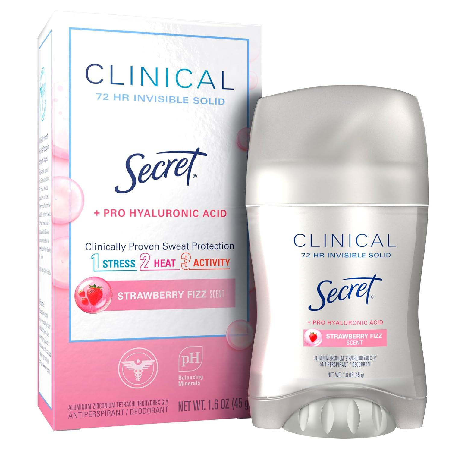 72hr Sweat Protection & Pro-Hyaluronic Acid: Secret Antiperspirant Showdown with Strawberry Scent