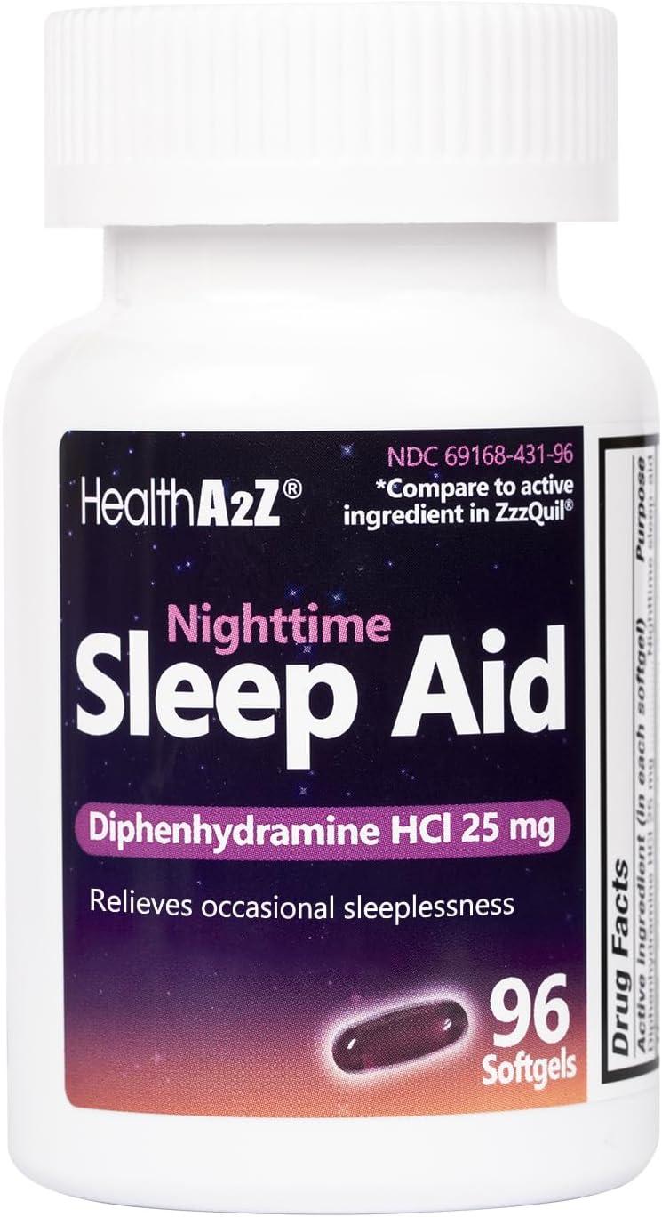 HealthA2Z Sleep Aid vs. Diphenhydramine HCl: 96 Softgels vs. Non-Habit-Forming - Tested for Deeper Sleep