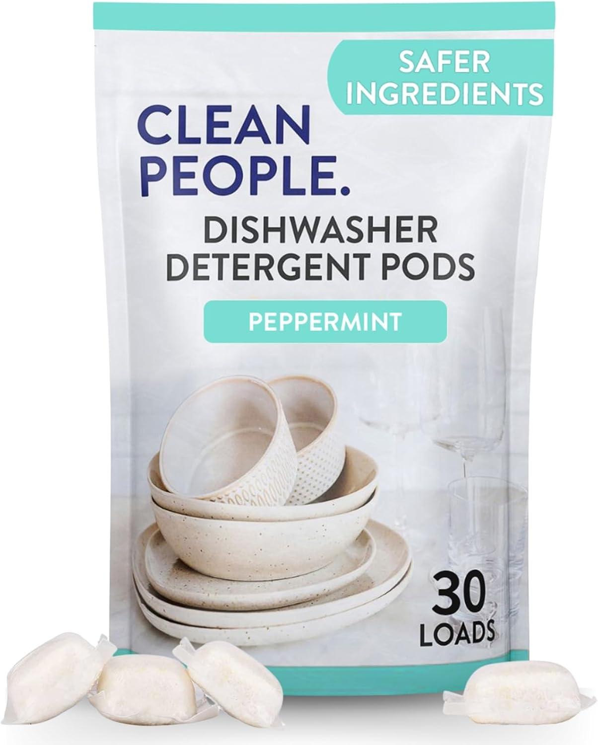 The Clean People Dishwasher Pods Showdown: Peppermint Tested, Phosphate-Free Clean - 30-PackSparkling