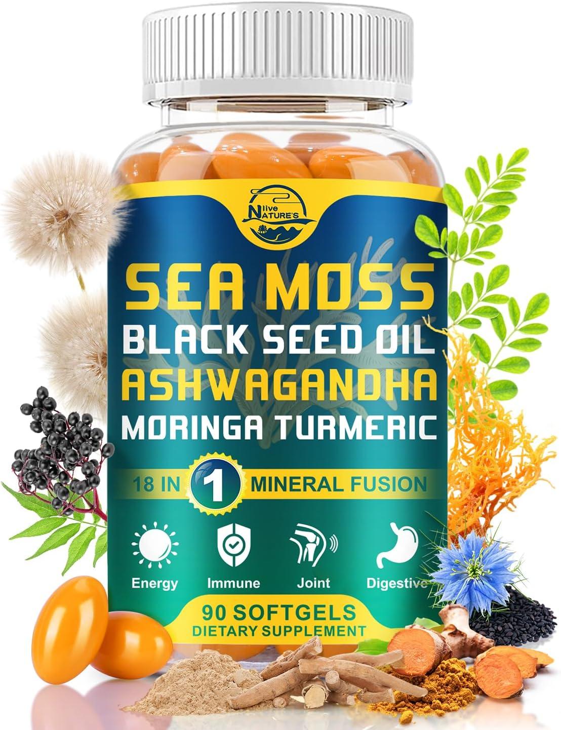 Nature's Live Sea Moss Softgels Tested: Immune (Black Seed Oil), Skin (Manuka Honey), & Energy (Ginger) Boost