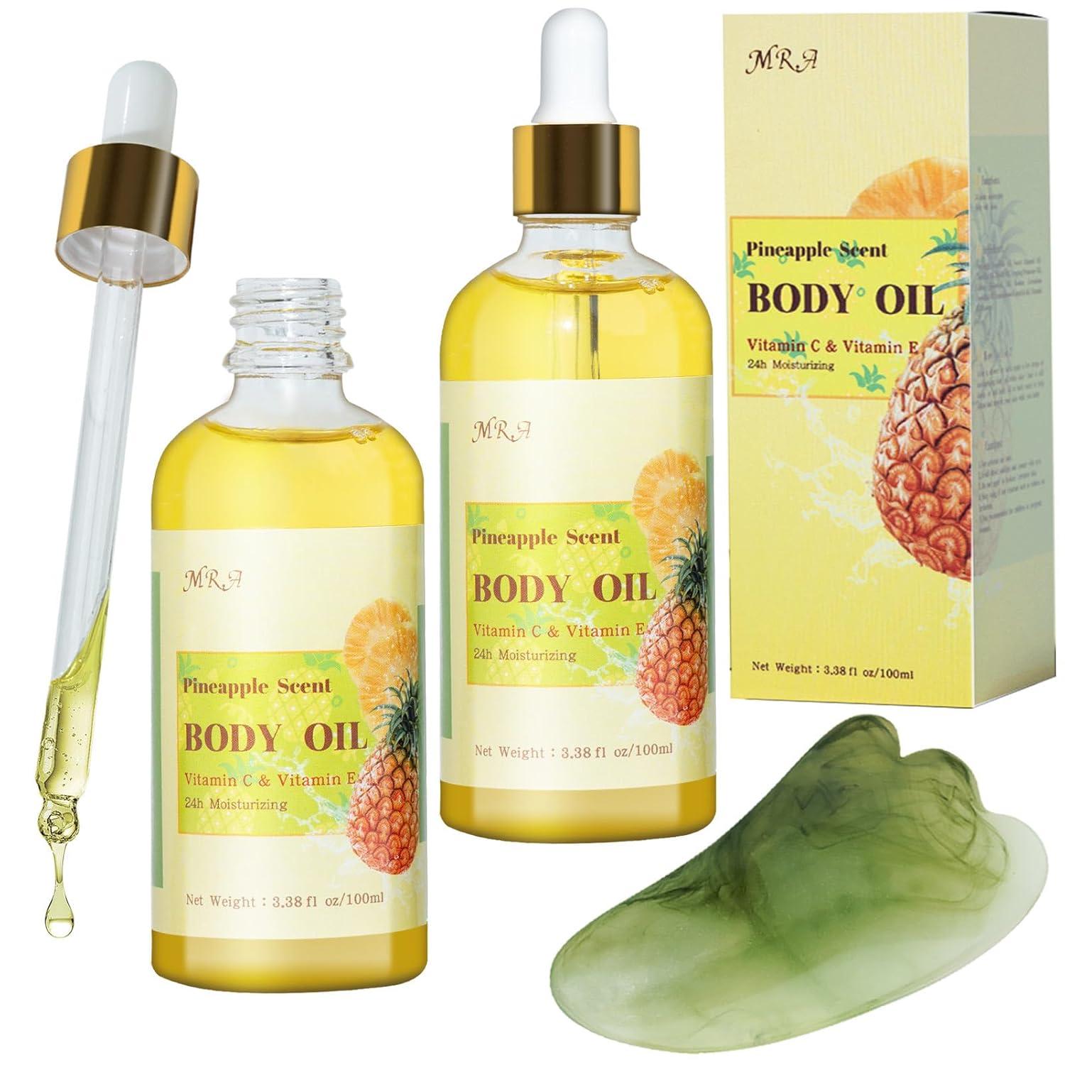 MR.A Pineapple Scented Body Oil vs Vitamin E: Surprising 2-Pack & Guasha Tool Benefits