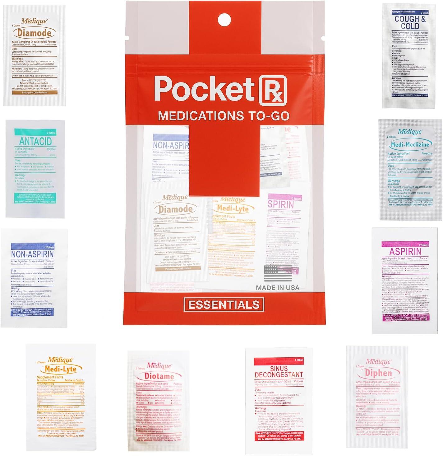 Surprising Test: Pocket RX Mini Travel Medicine Kit's TSA-Approved First Aid Pouch - 10 OTCs for Headache... (USA-Made, 17 Tablets)