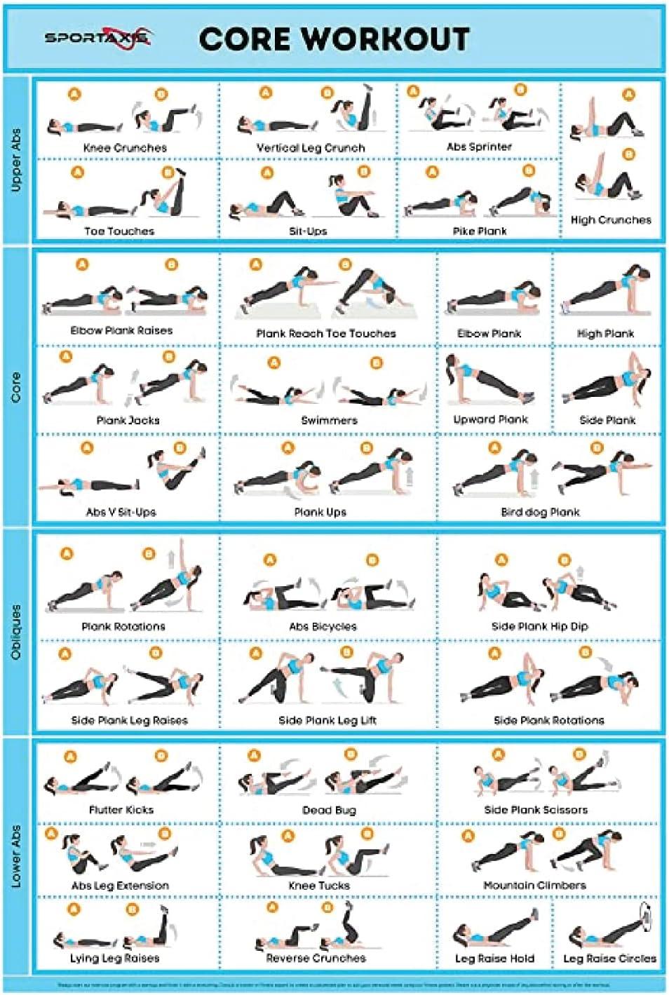 SPORTAXIS Core Poster Compared: Coloured Illustrations & Laminated Design for No-Equipment... Surprising Home Gym Efficiency