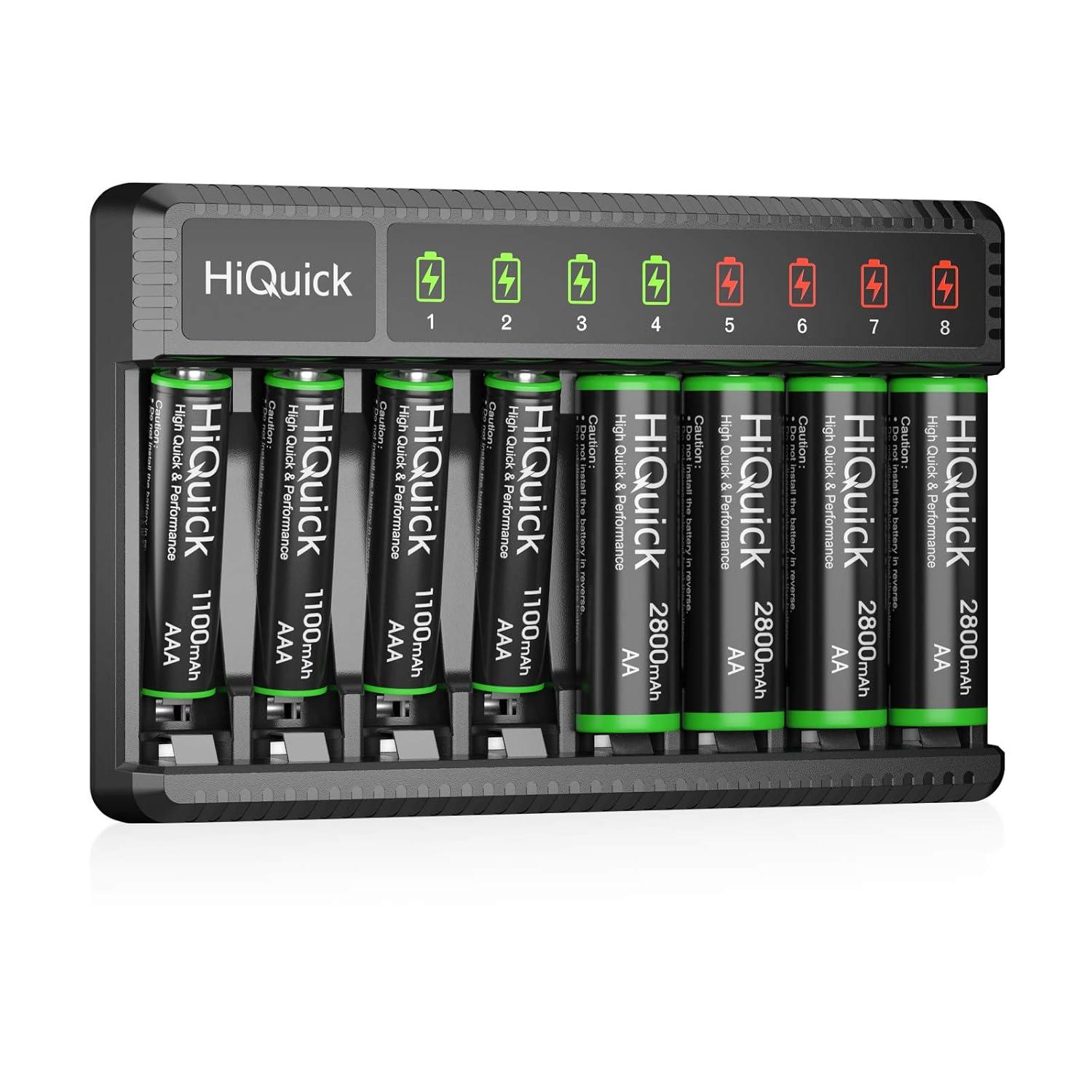 HiQuick 8-Bay Smart Charger vs 2800mAh 4-Pack: Tested for Fast Charging Needs?