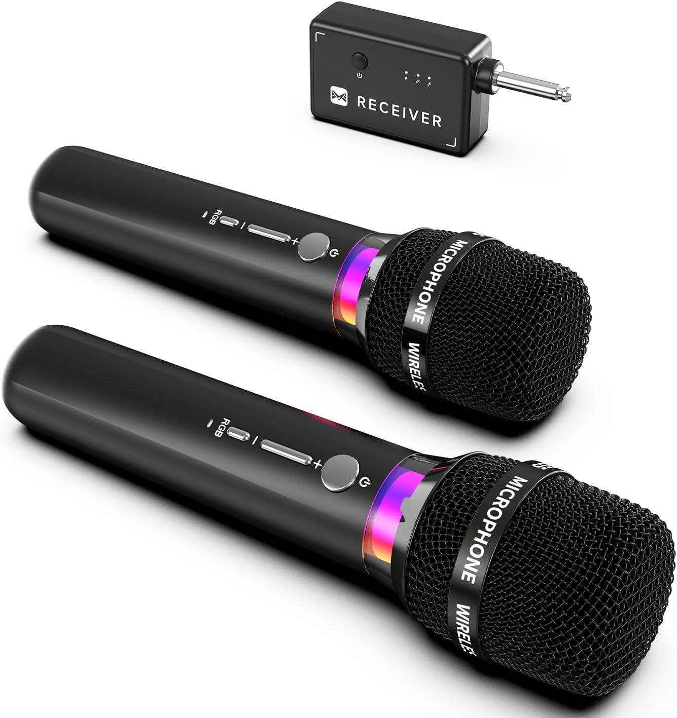 Wireless Mic Showdown: 40H Rechargeable, 200FT Range, LED Lights - Less Latency, Tested for Surprising Party Use!