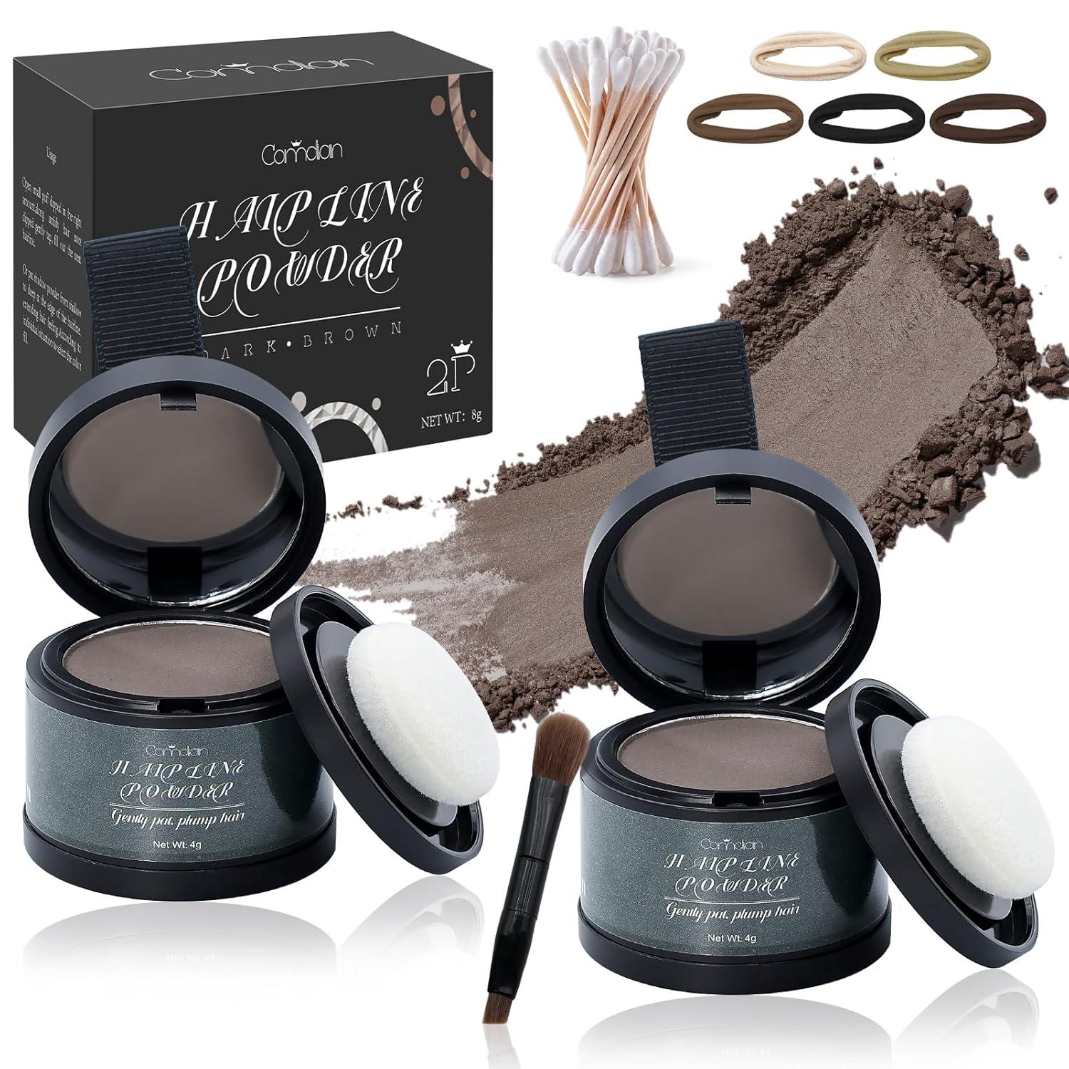 2 Pack Hairline Powder Showdown: Seamless Root Touch-Up vs. Full Bald Spot Coverage, Dark Brown