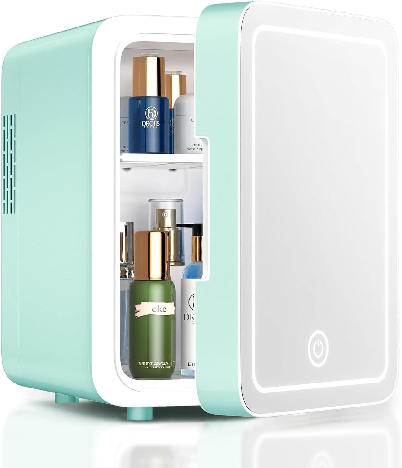 Skincare Fridge Tested: Dimmable LED, 4L Cool Heat, Makeup & Food Storage, Green