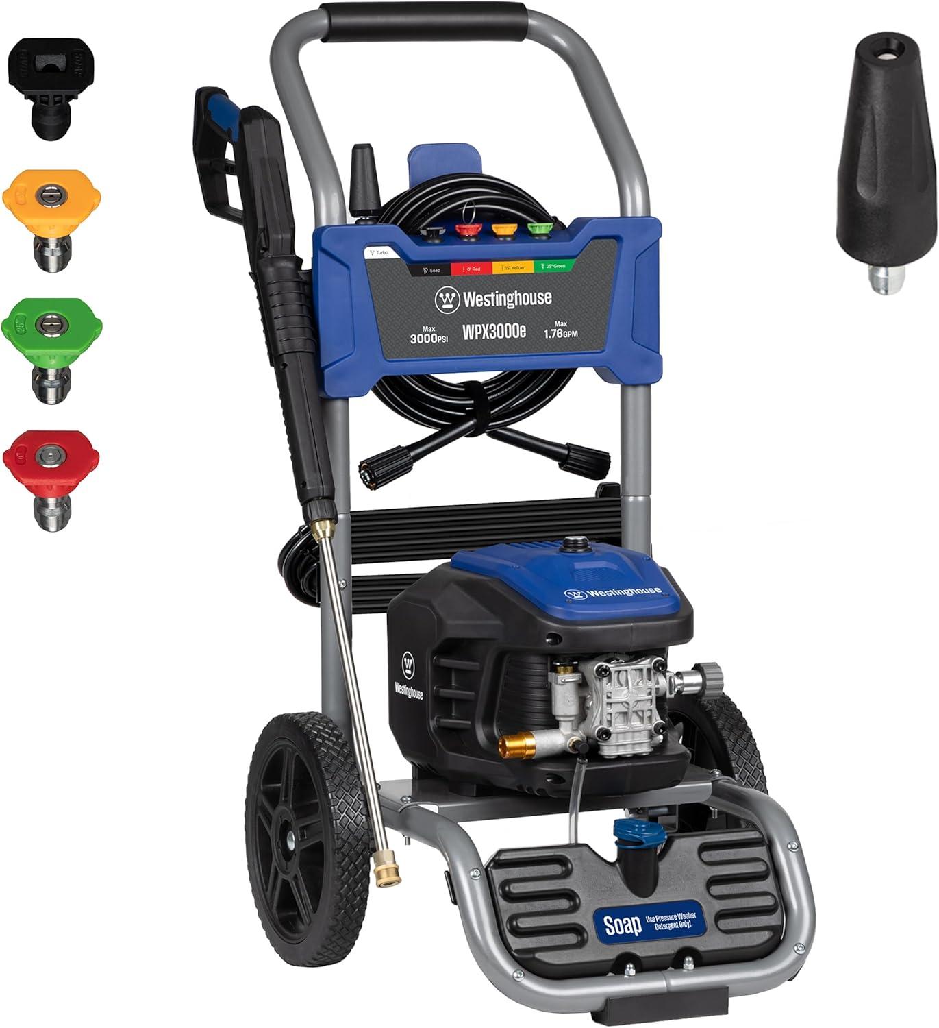Westinghouse WPX3000e Electric Pressure Washer Showdown: 3000 PSI, 1.76 GPM, Induction Motor, Onboard Soap, Spray Wand, 5 Nozzle Set - Surprising Efficiency?