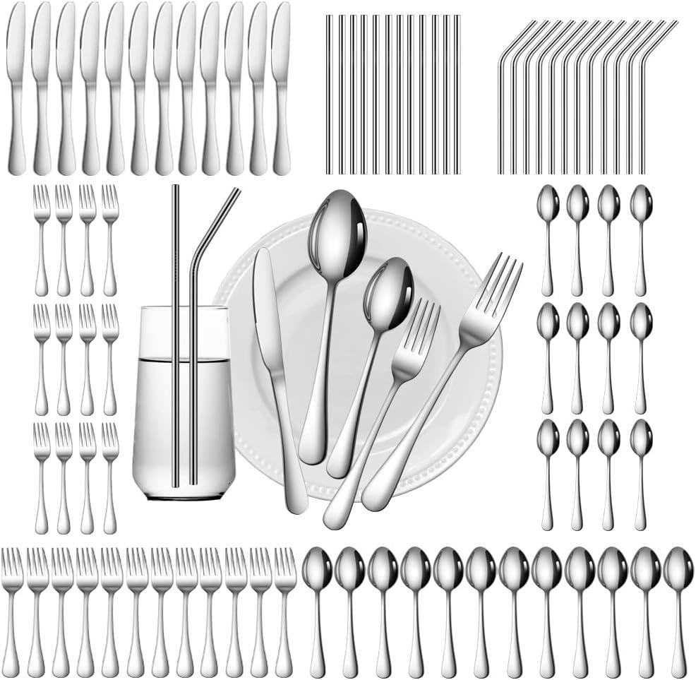 Tested Comfort: 60-Piece Flatware Set with Dishwasher-Safe Stainless Steel for Hosts