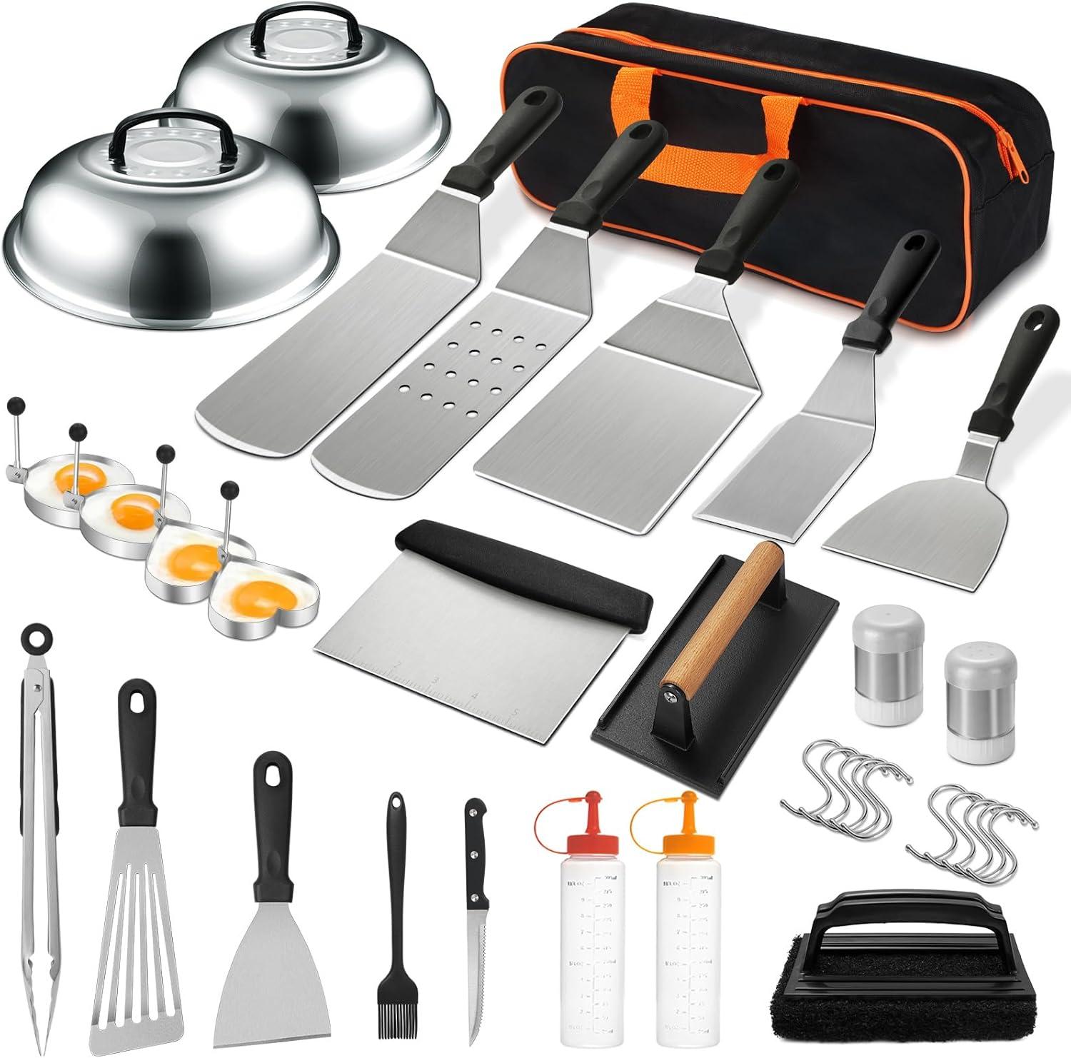 Best Griddle Accessories - 35PCS Kit, Flat Top Grill Tools, Spatula Set, Basting Cover, Scraper Review
