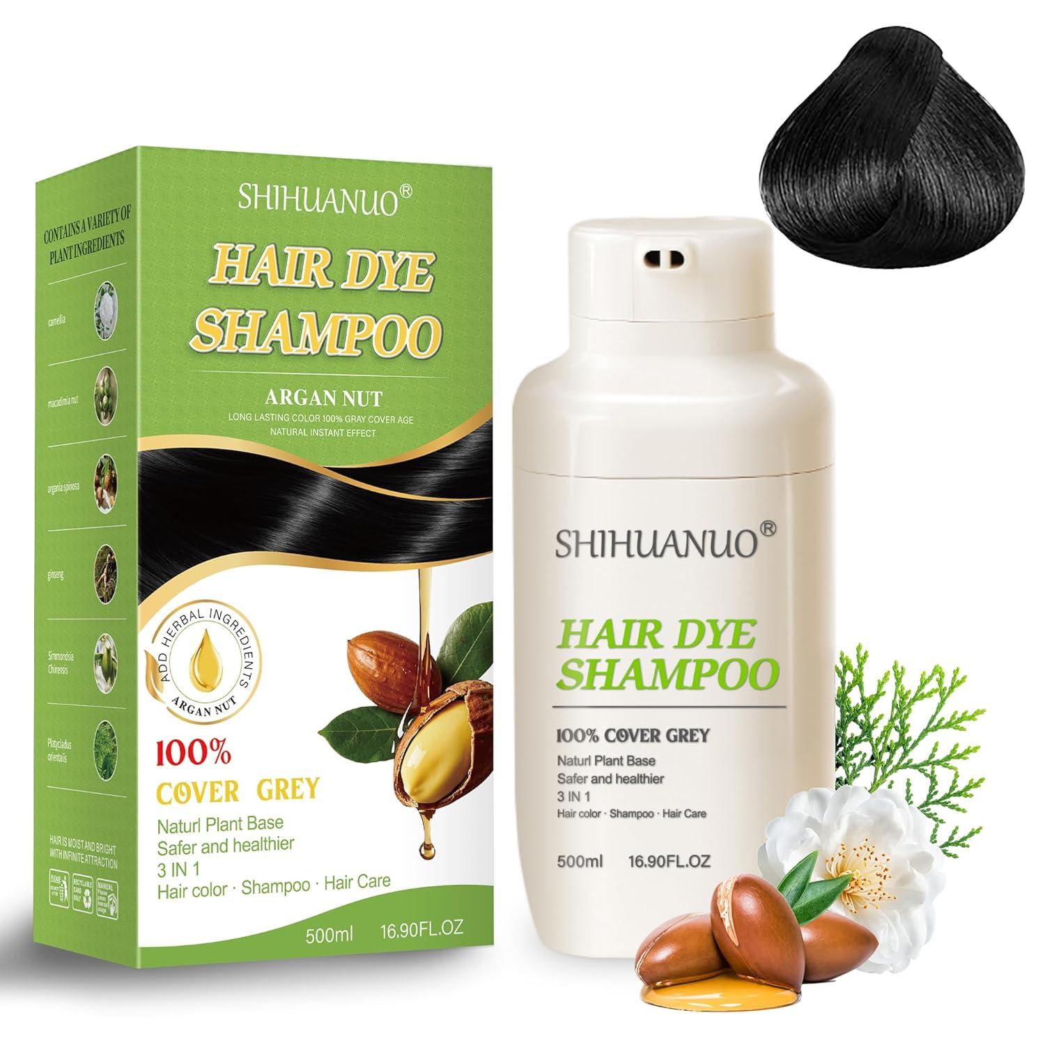 Best Shampoo - Black Hair Dye 3-in-1 Gray Coverage Argan Nut Natural Ammonia-Free 500ml Review