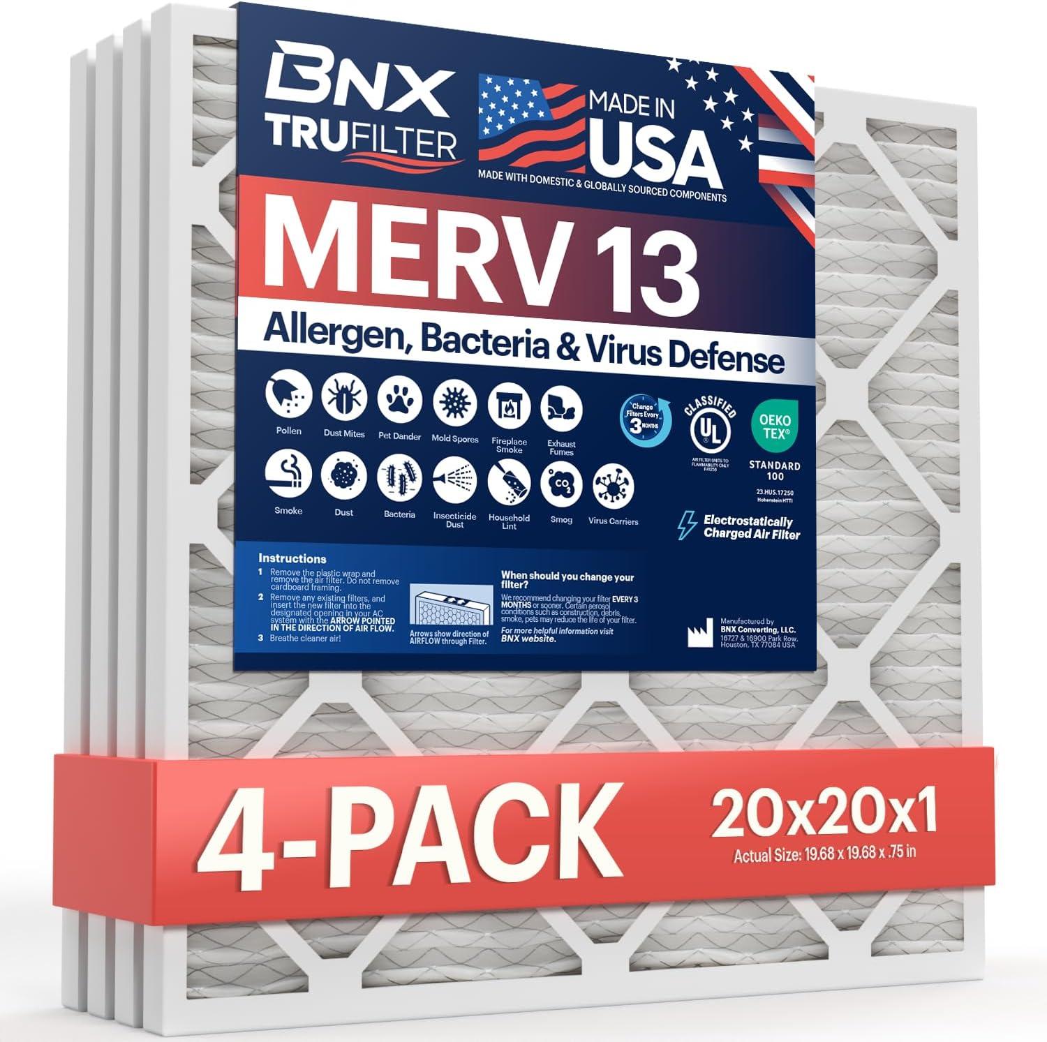 Best HVAC Filter - BNX TruFilter MERV 13 (4-Pack) MADE IN USA Review