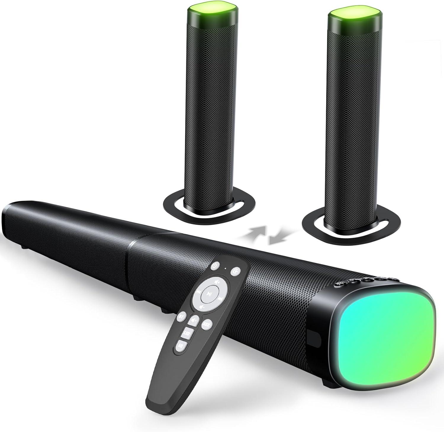 Best Sound Bar - 100W RGB, Bluetooth 5.3, Detachable Speaker, Bass for TV/Gaming Review