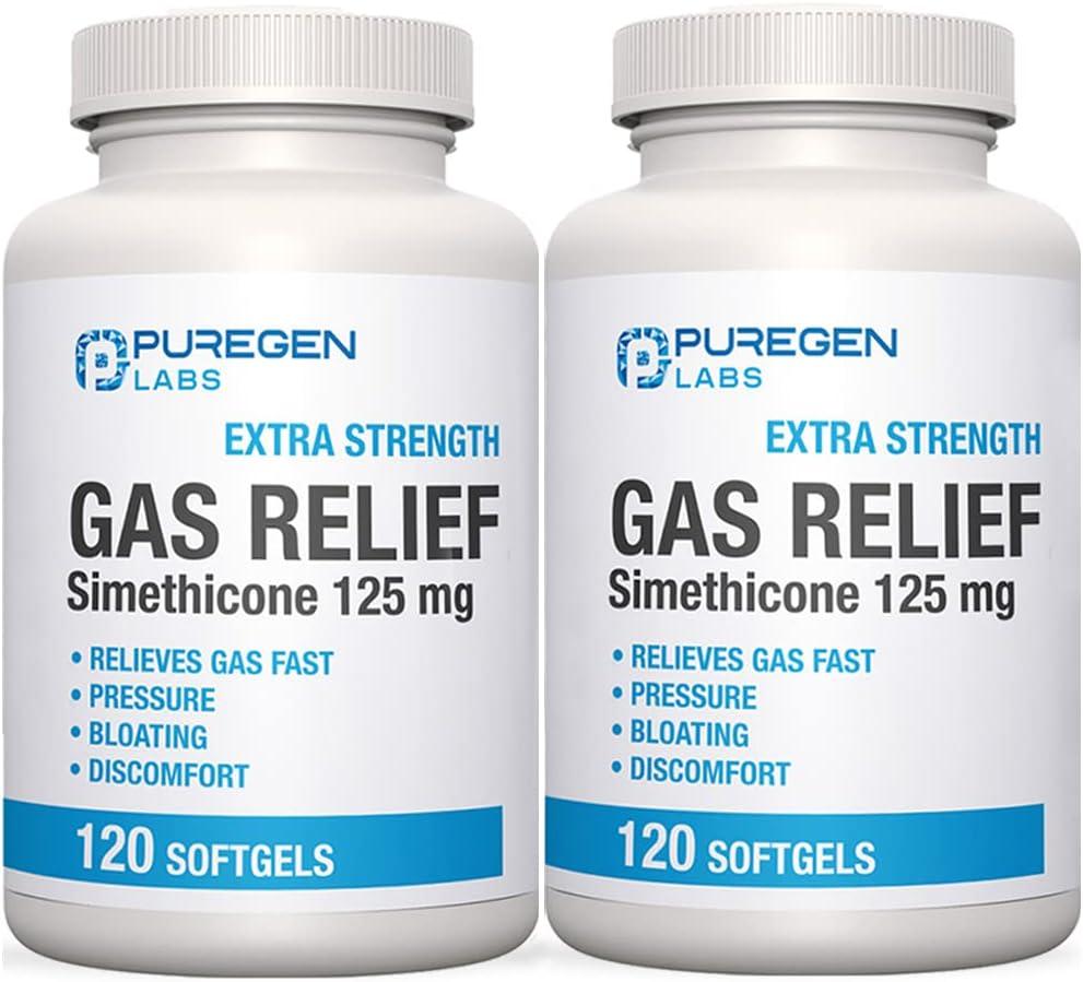 Best Gas Relief - P Puregen Labs Simethicone 125mg Softgels | Fast Bloating Relief Review