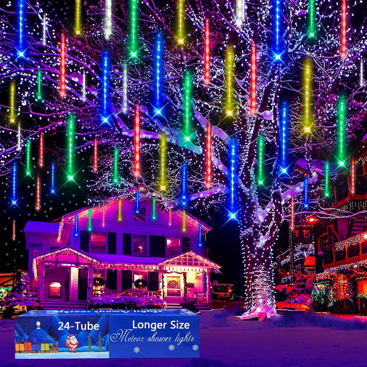 Top-Rated Best Outdoor Christmas Lights - 24 Tube Meteor Shower Multi-Colored Review