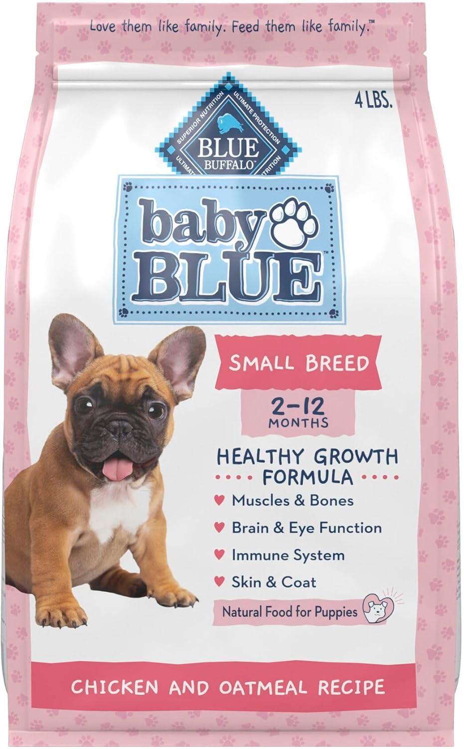 Best Puppy Food - Blue Buffalo Baby Blue Natural Small Breed Puppy Dry Dog Food, Healthy Growth Formula with DHA, Chicken and Oatmeal Recipe, 4-lb Bag Review