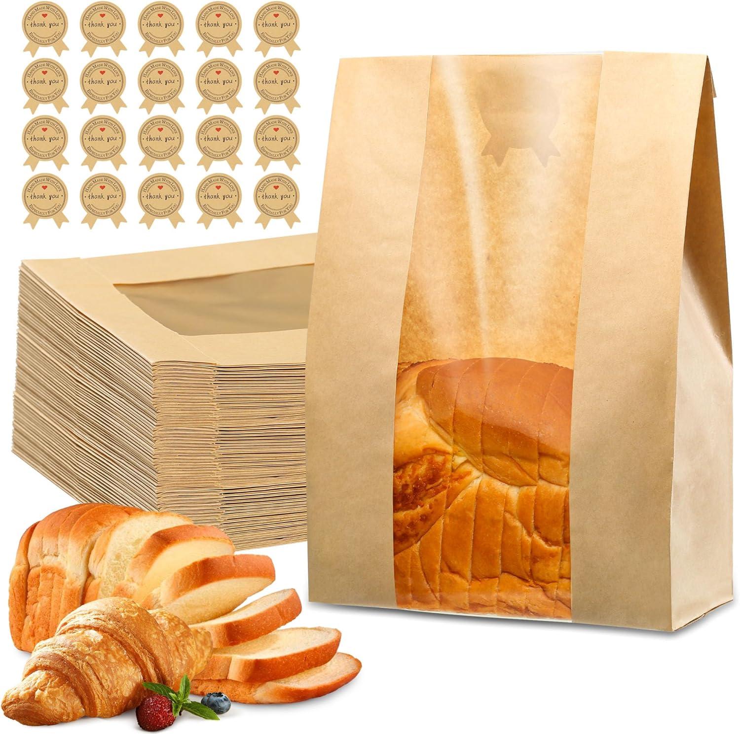 Best Bread Storage Bags With Window, 50 Pack, 50 Thicker, Sticker Tie Review