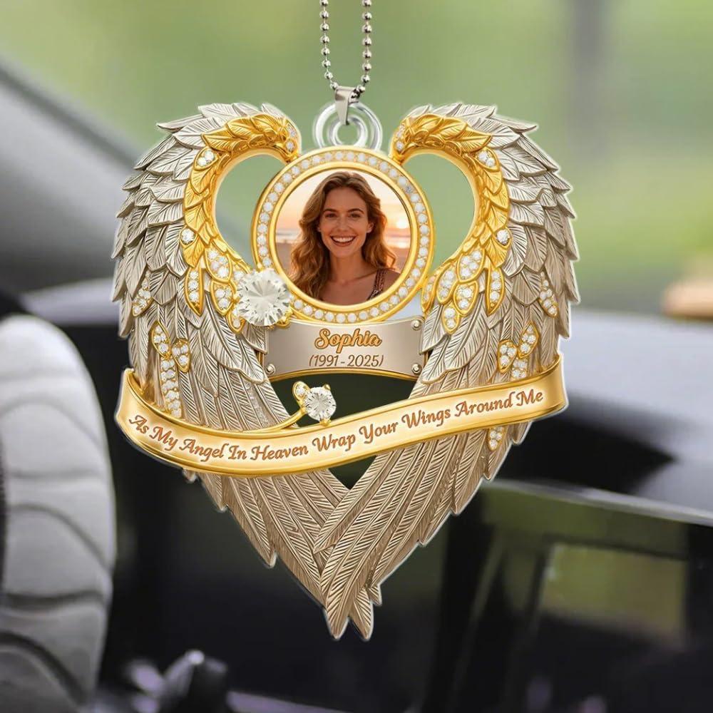 Best Memorial Car Ornament – As My Angel in Heaven Wrap Your Wings Around Me Review