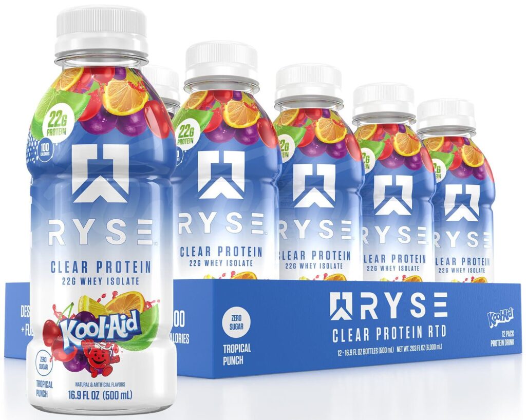 Best Protein Drink – RYSE Clear Protein Drink – Kool-Aid Tropical Punch – 100 Calories, 22g Whey Isolate – Refreshing Ready-to-Drink Review
