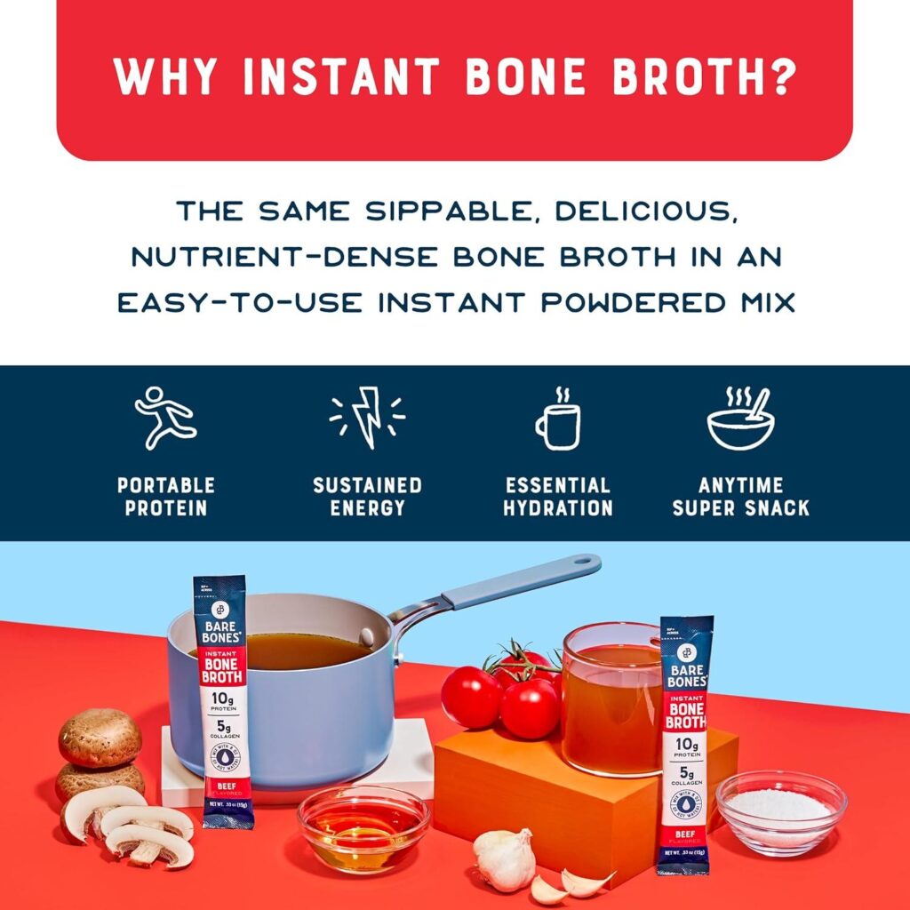 Best Bone Broth – Bare Bones Beef Bone Broth Instant Powdered Mix Packets | 5g Collagen | 10g Protein | Keto & Paleo Friendly | No Artificial Flavors Review