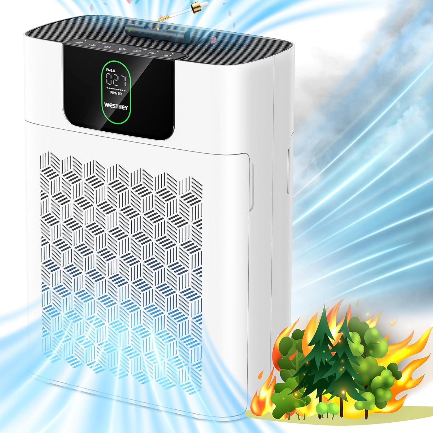 Large Room HEPA Purifier Compared: Clean Air Up to 2500 ft²... Wildfire Ready tested (2 Filters)