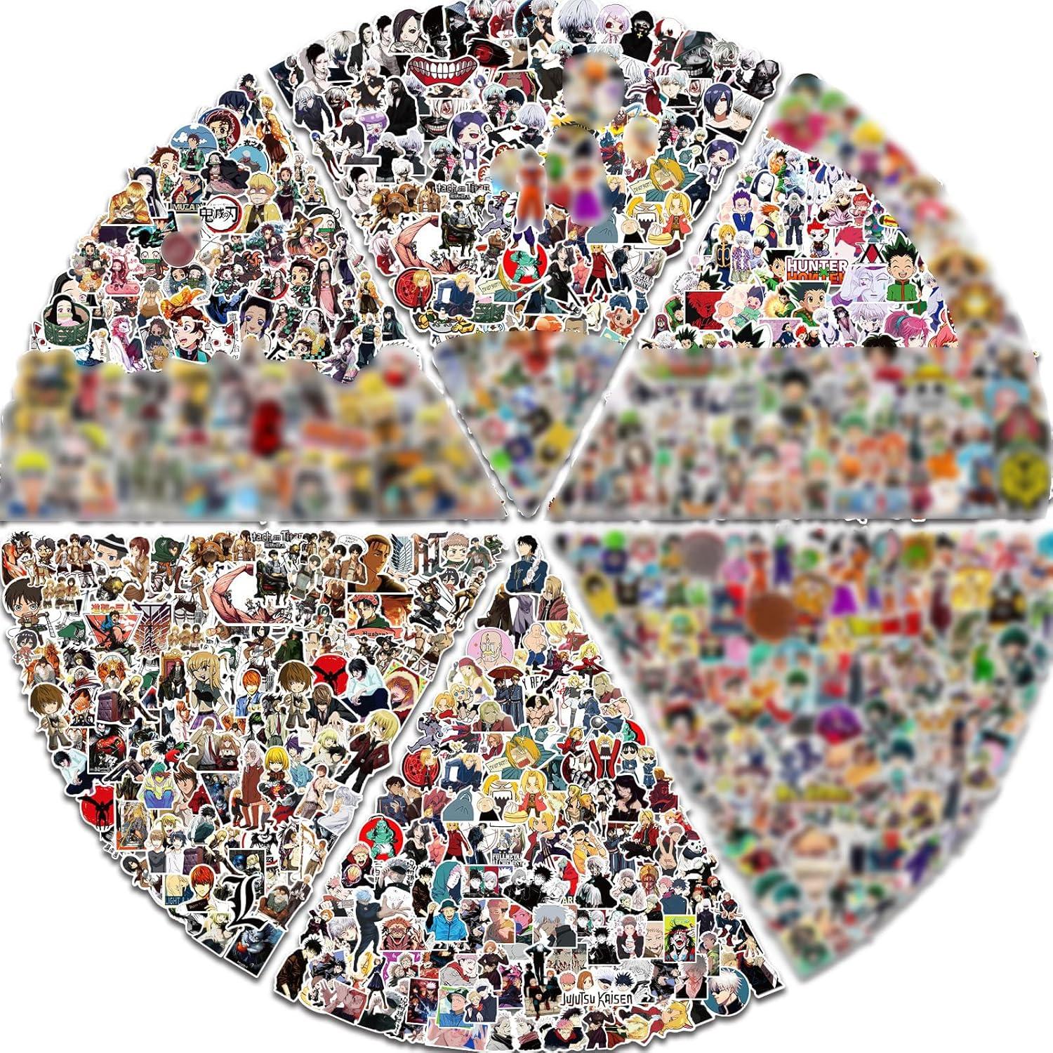 Compare 600 Waterproof Stickers… Showcase Mixed Anime Theme, Tested For Skateboards & Laptops, Versus Style Pick