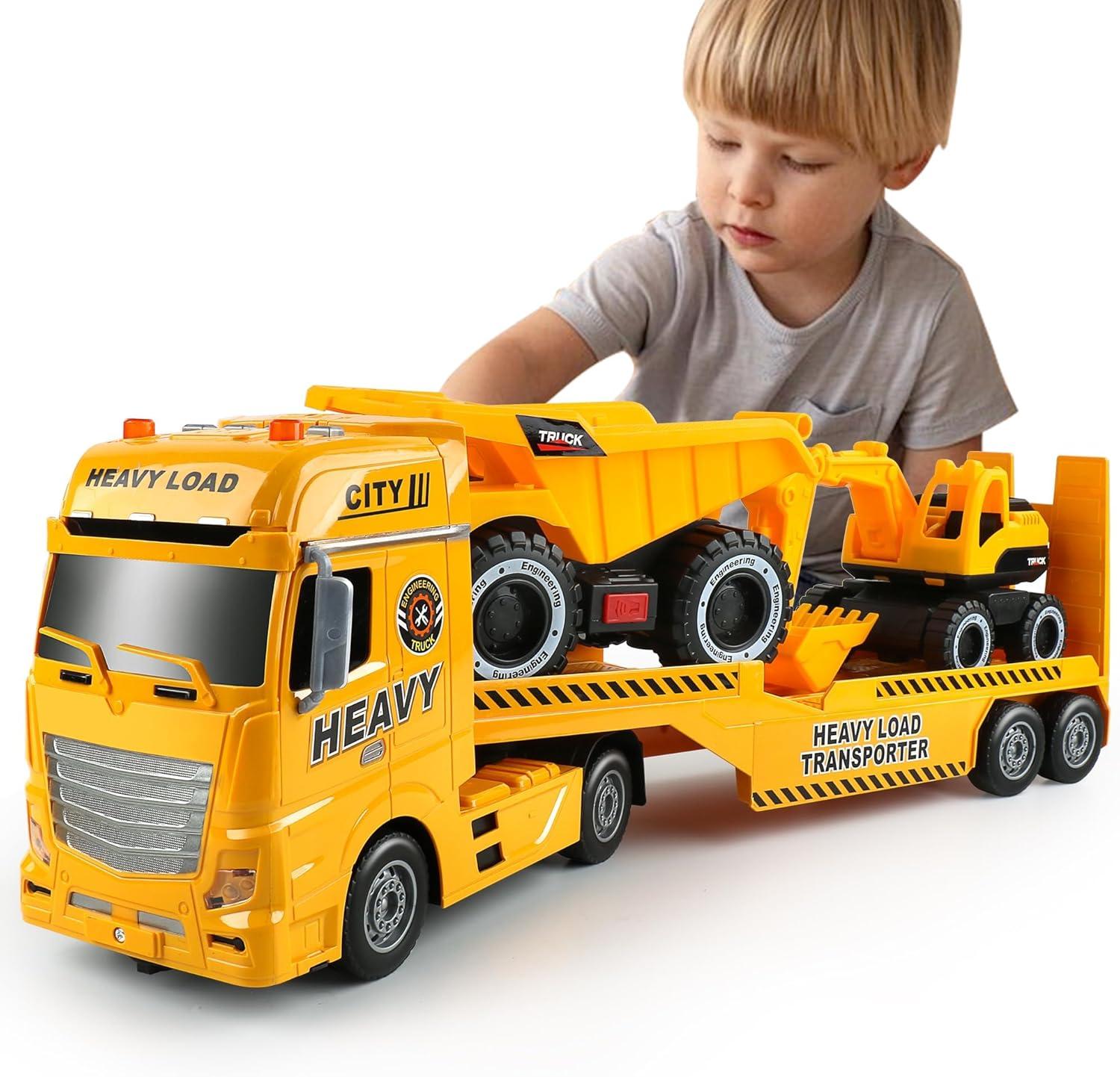 Toy Truck Showdown: Excavator Versus Dump Truck, Kids' Carrier Fun Tested... Students Love!