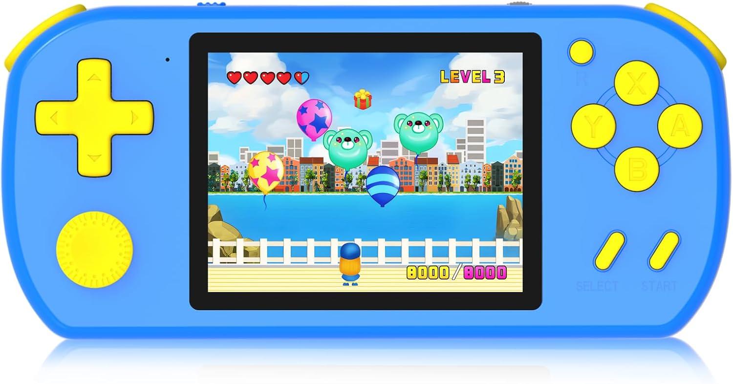 Kids' Travel Toy Showdown: 218 Games vs HD Screen (Blue, 3.0 Battery)