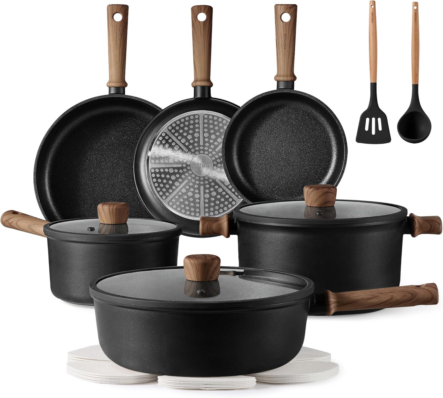 Showdown: CAROTE 16-Piece Nonstick Set (PFOS-Free) vs. Induction Frying Pan