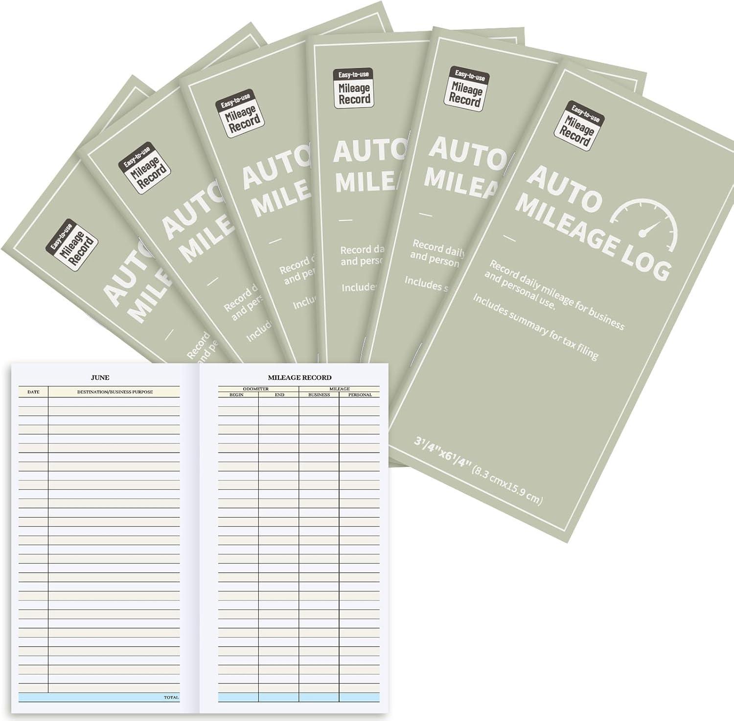 Marspark 6 Pcs Vehicle Mileage Log Book: Surprising Size, Gas Tracking, 32 Pages-Business Tested