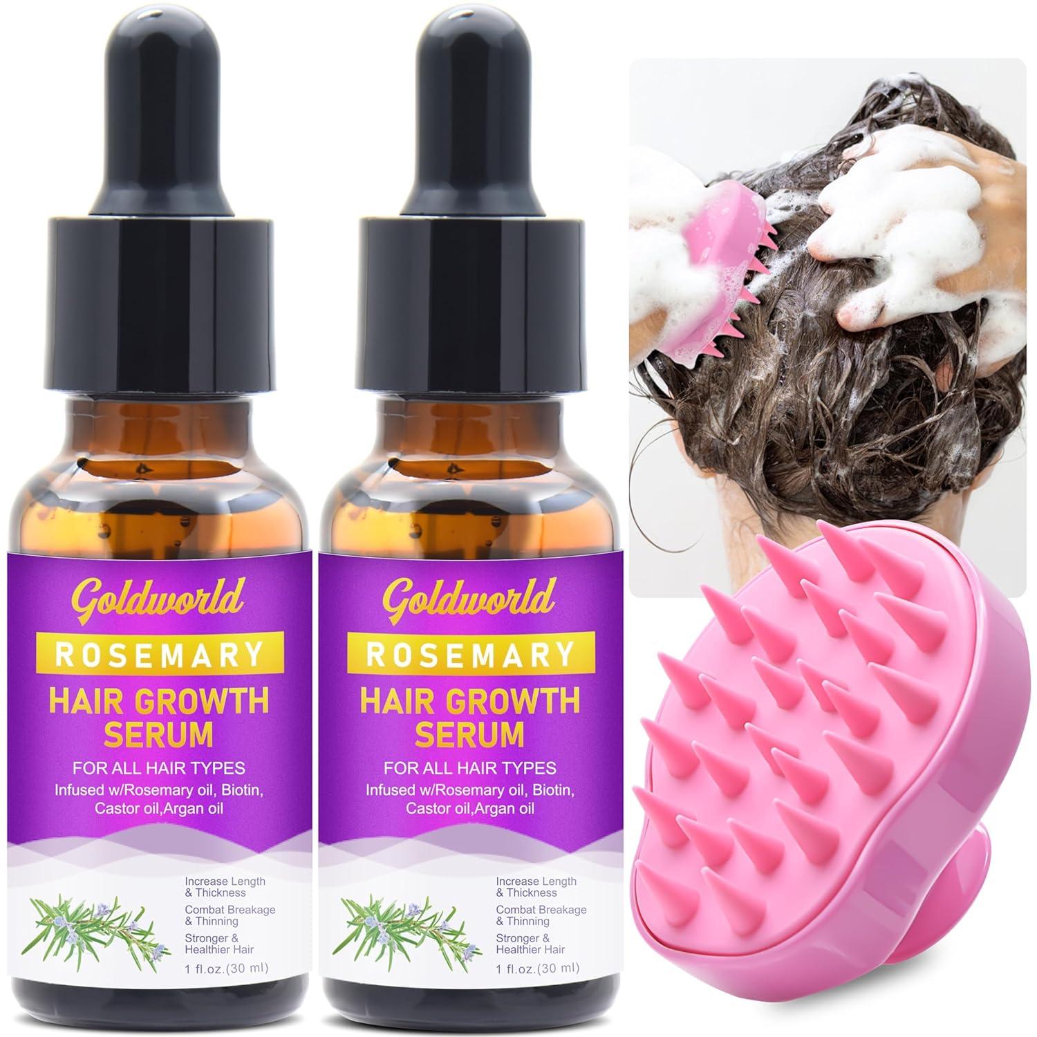 GOLDWORLD Rosemary Oil vs 2-Pack Serum with Scalp Massager: Surprising Hair Growth Fix for Dry Thinning