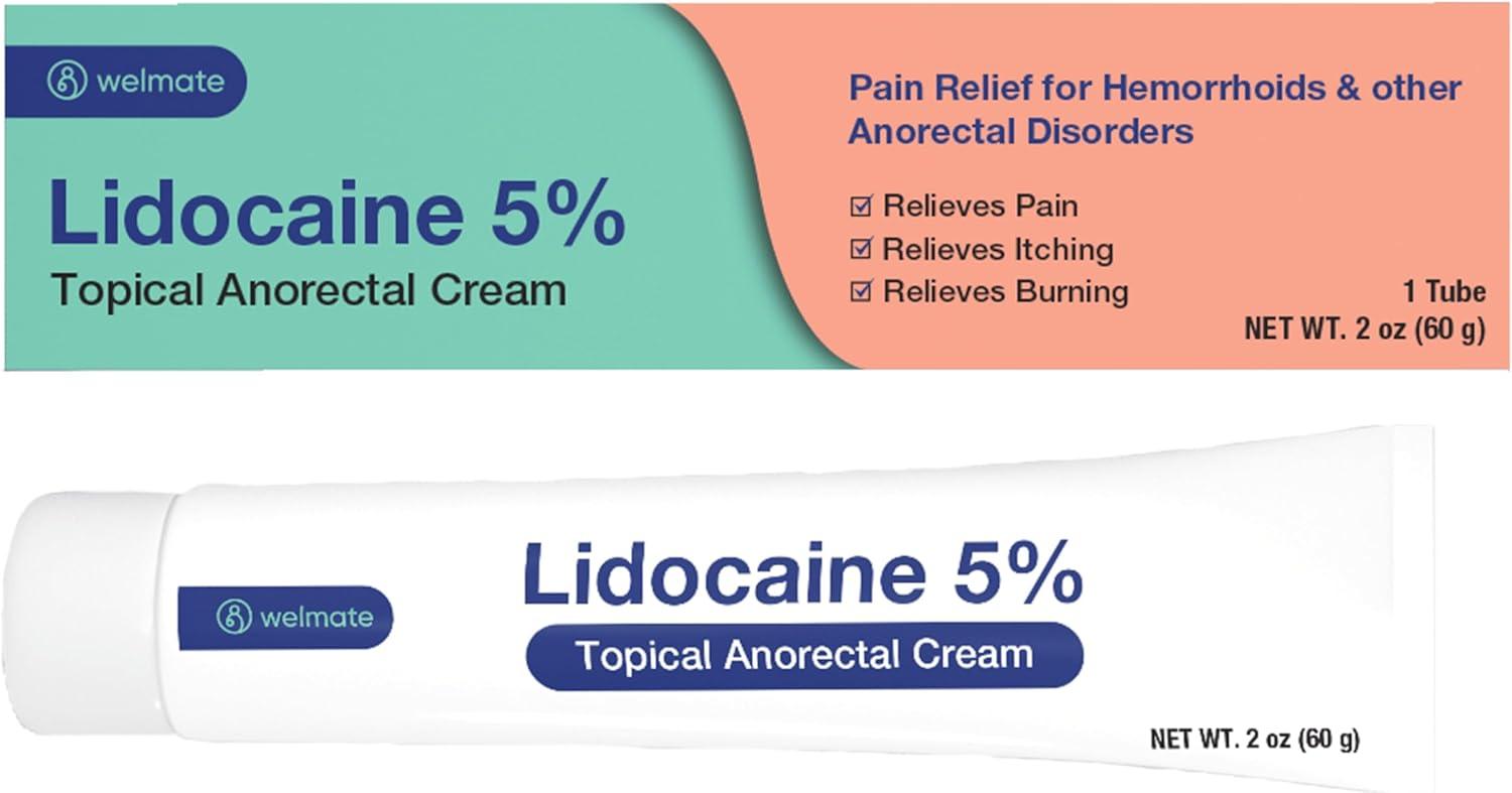 WELMATE 5% Lidocaine Showdown: Tested Hemorrhoid Relief (60g, Vitamin E, Child-Resistant)