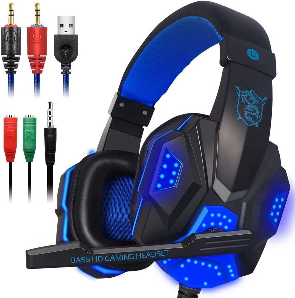 Tested comfort of 3.5mm gaming headset with mic (black & blue)