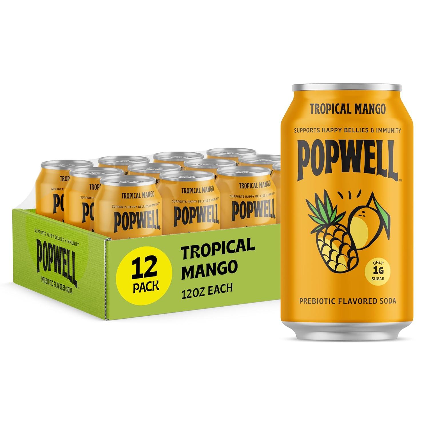 Popwell Mango sodas: Fiber, 1g Sugar Better-For-You vs tested Fit Pick... Tasty!