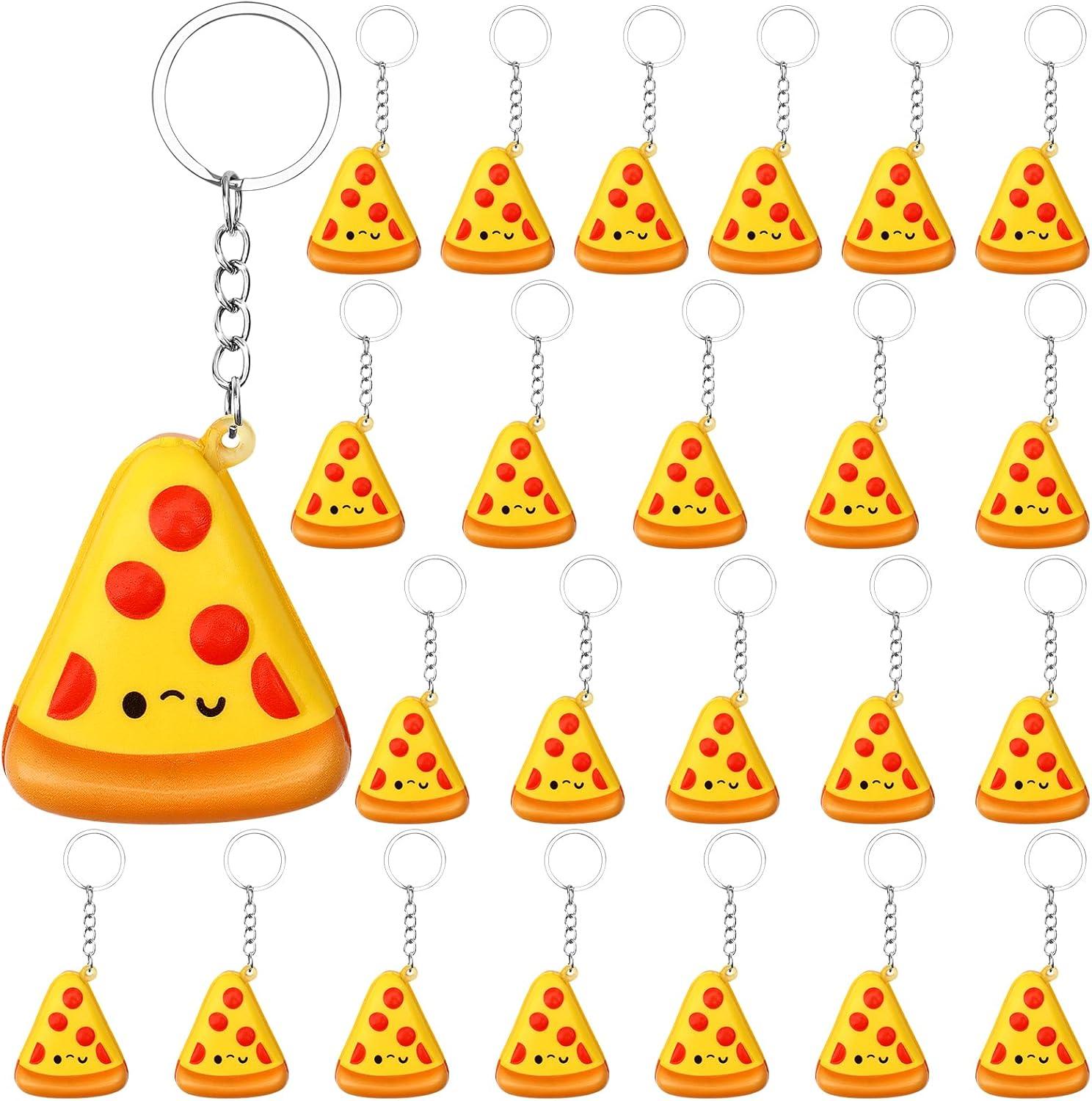 24-Pack Pizza Keychains: Stress Relief & Party Supplies for Birthdays & School Twists