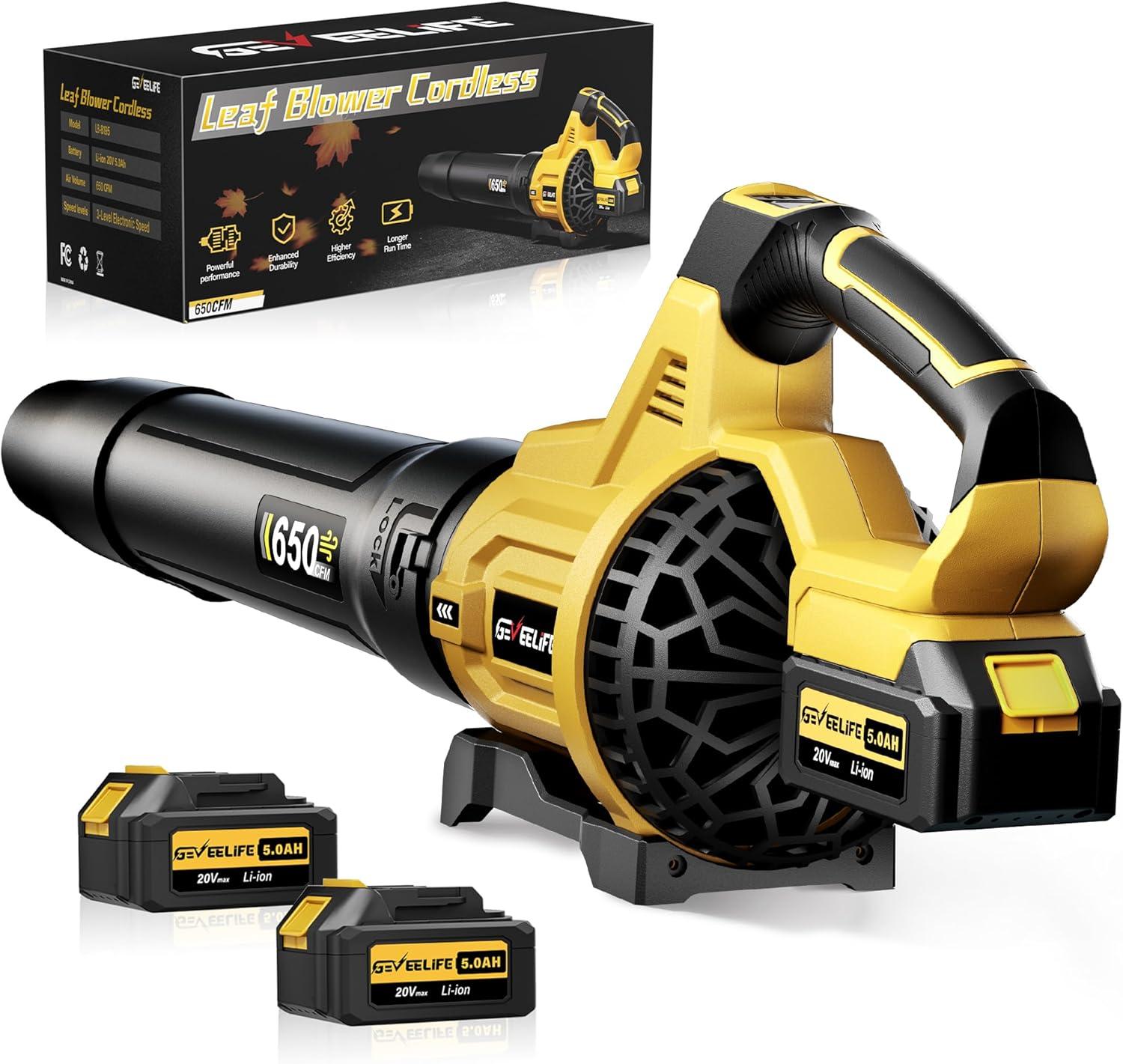 Lightweight Leaf Blower Tested: 650CFM, 3 Speeds, 150 Min Run for Yard Care