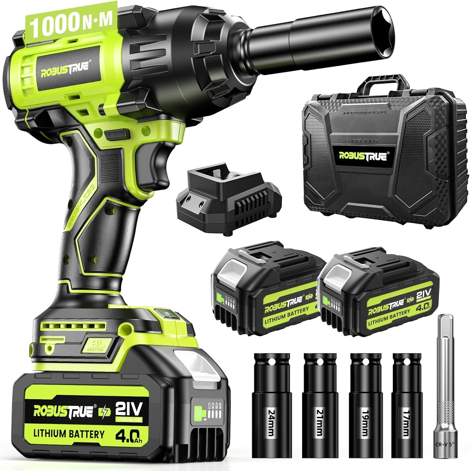 Cordless Impact Wrench Showdown: 738ft-lbs, 2x4Ah, 21V, Fast Charge, 4 Sockets for Home