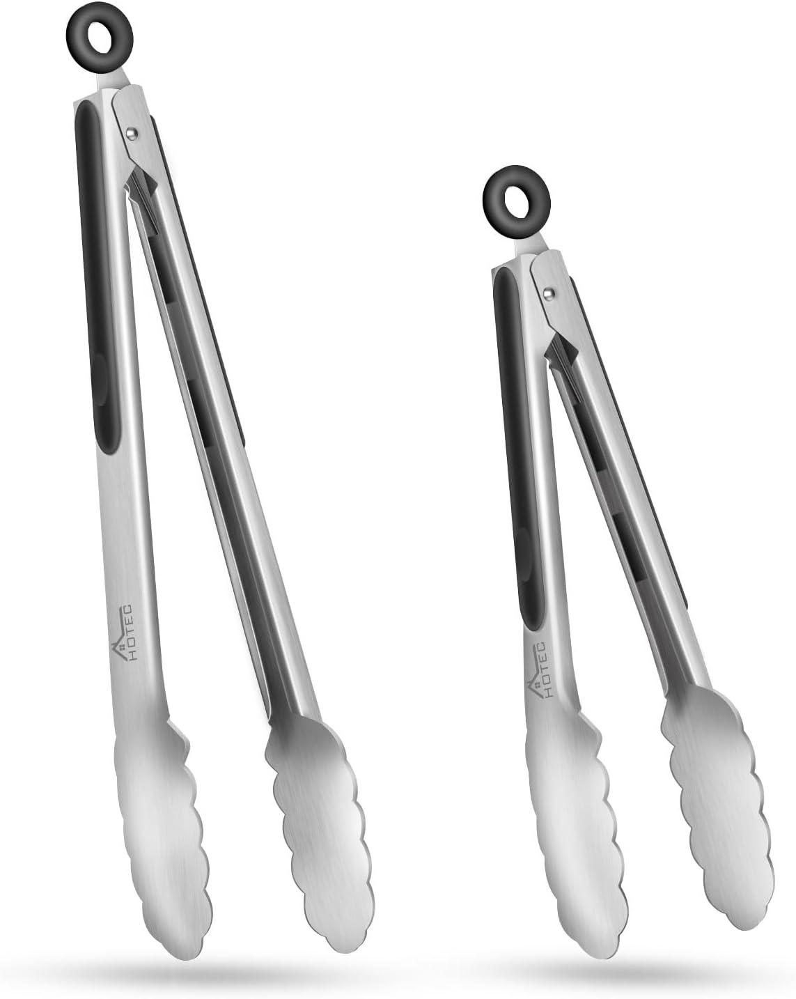 Hotec 9" & 12" Tongs vs Locking Non-Slip Grip - Surprising Safety Tested for Home Cooking?