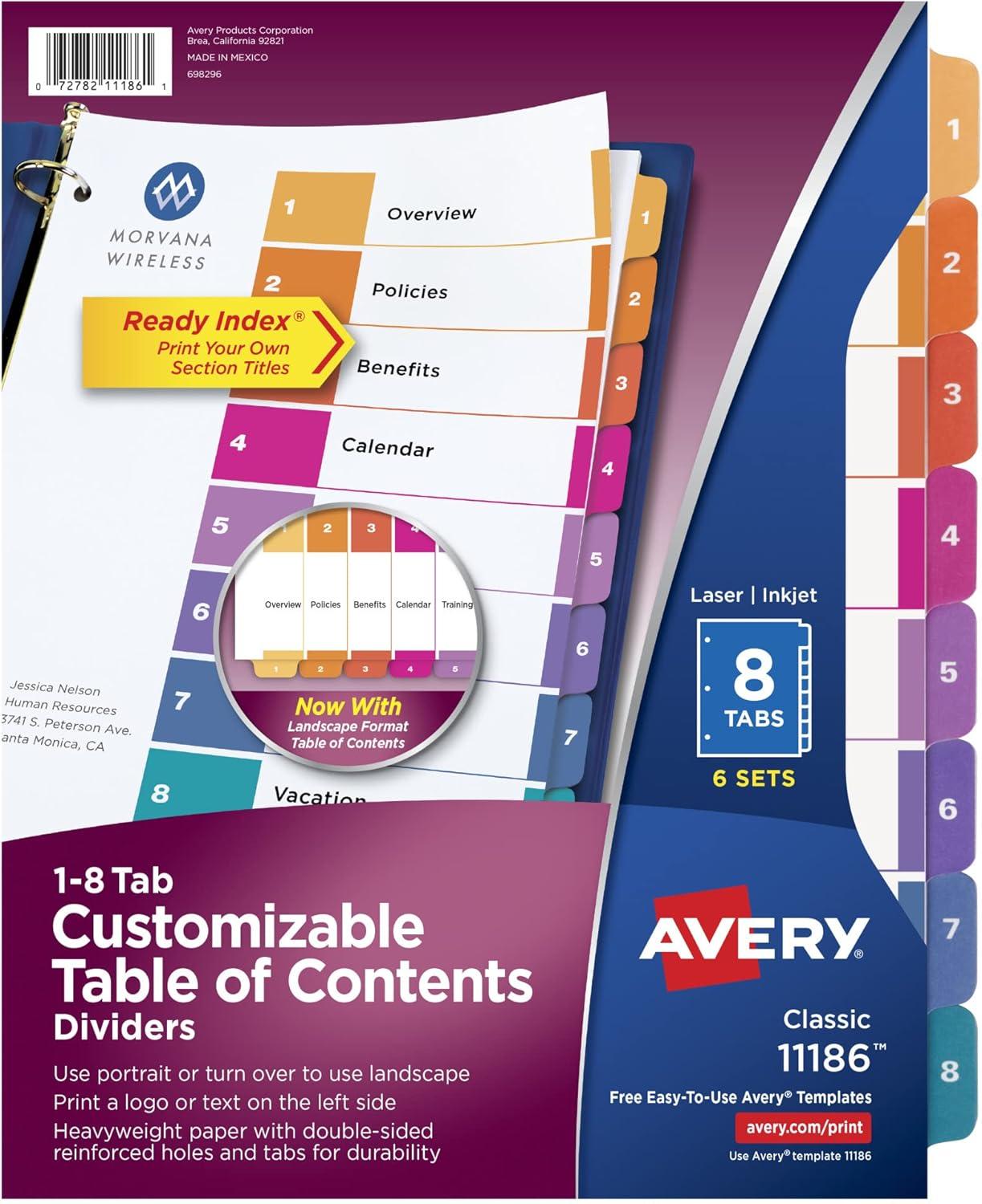 Avery 8 Tab Dividers Showdown: Surprising Color Flexibility, 6 Sets, & Customizable Layouts for Organized Workflows