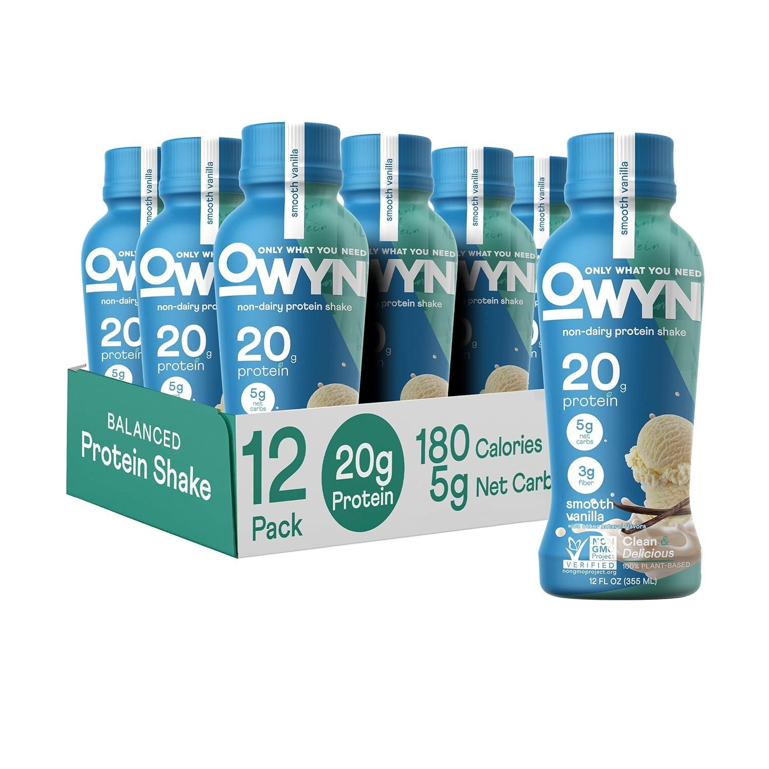 Surprising: OWYN's 20g Vegan Protein Blend (Pumpkin Seed, Flax) Blends Prebiotic, Superfood Greens, & Gluten-Free - Vanilla, 12-Pack