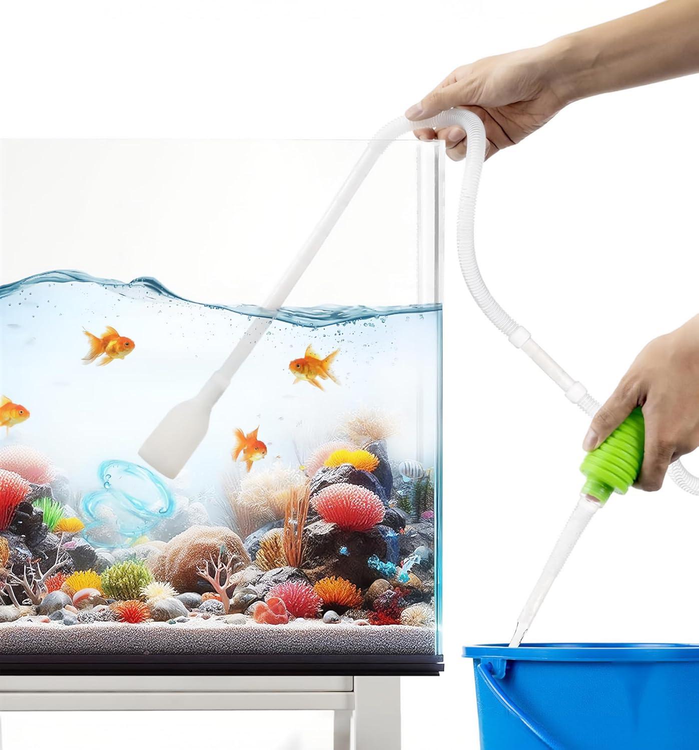 Luigi's fish tank cleaner showdown: gravel pump vs. siphon