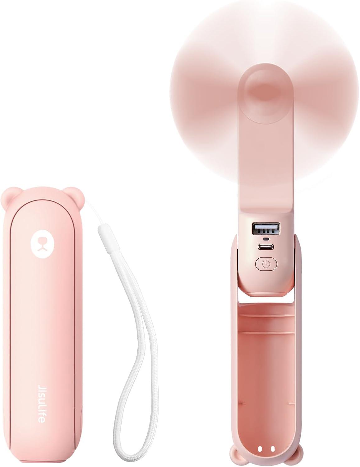 JISULIFE Mini Fan Showdown: Power Bank vs. Flashlight Use