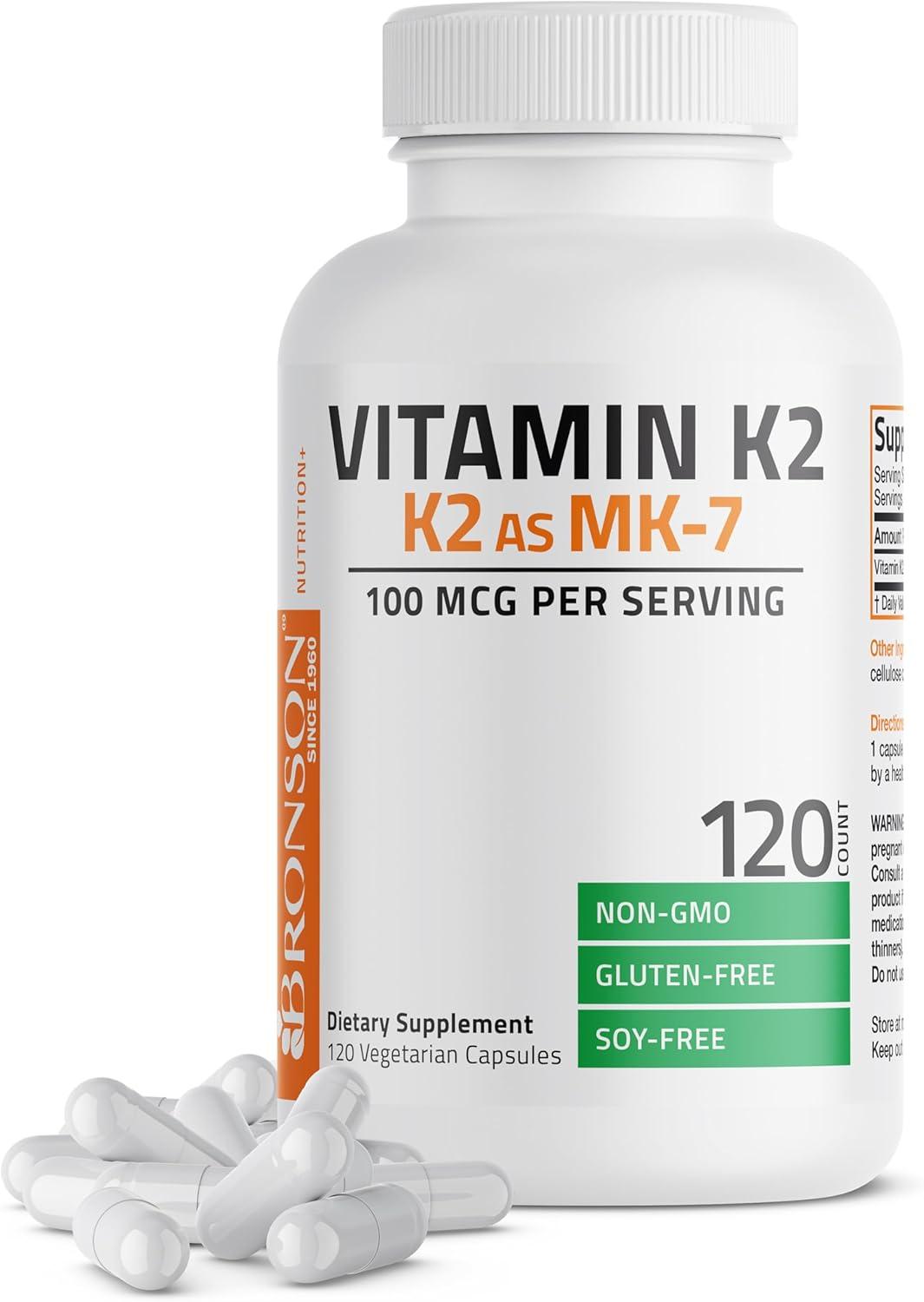 Bronson K2 MK-7 vs rivals... 100 mcg tested capsules meet non-GMO norm