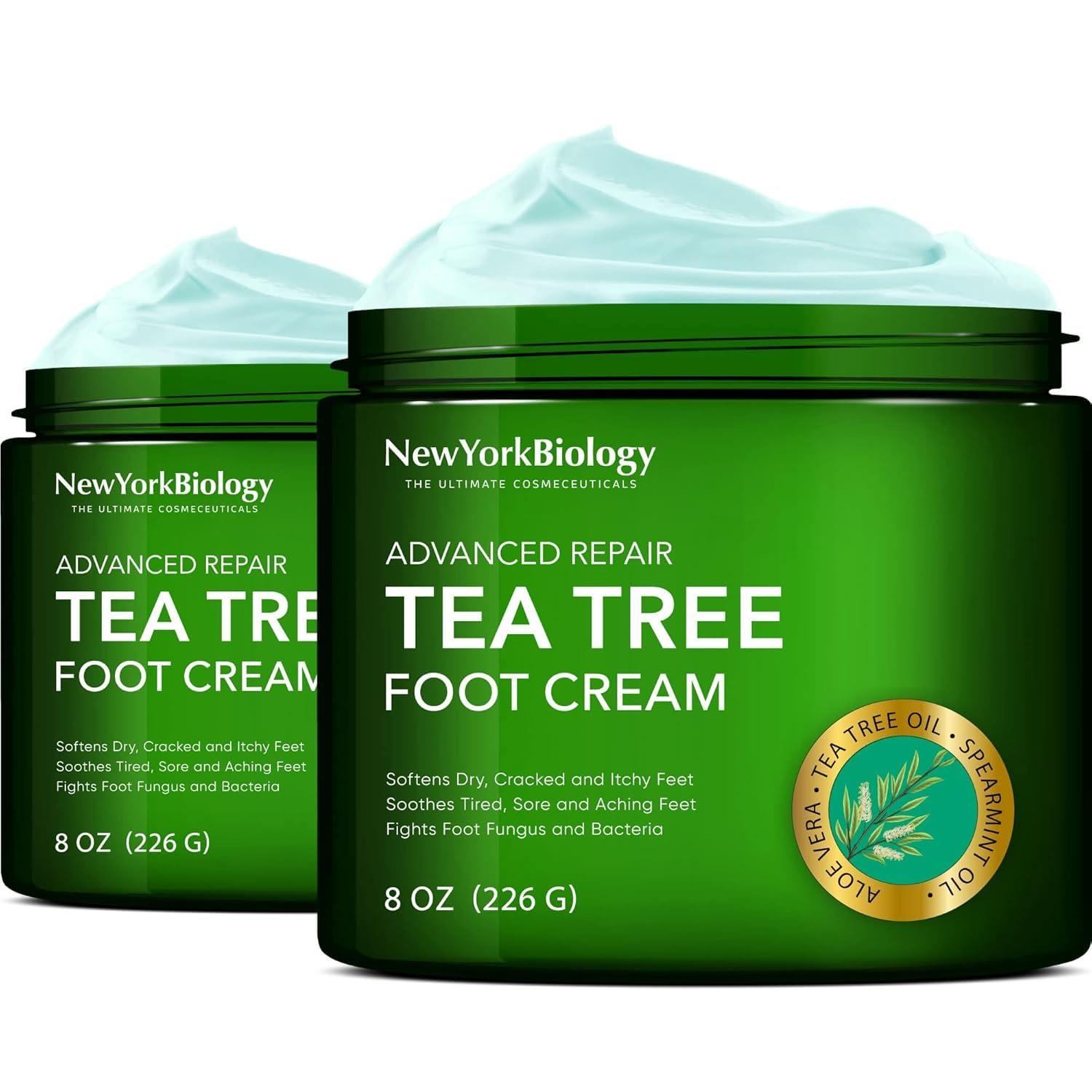 Tea Tree Oil Foot Cream: Surprising 8 oz Pack of 2 for Cracked Heels & Athletes Foot