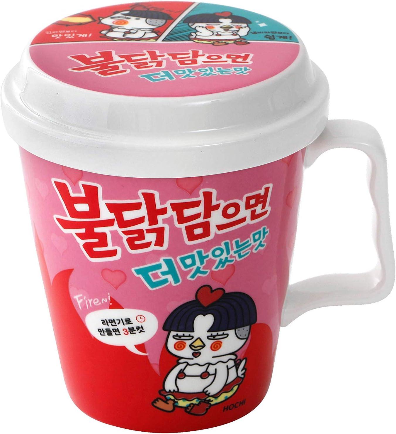 ZEN Buldak Hot Chicken Flavor(Samyang) Noodle Bowls Set w/cover (Small(pink)): Tested For On-The-Go Convenience (With A Bonus Spicy Kick!)